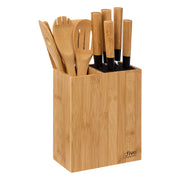 Bamboo Knife Block with 5 Knives & 4 Utensils