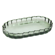 Tray Florea Decorative Green Glass Tray, Scalloped Oval 19.7×11.4×2.5 cm