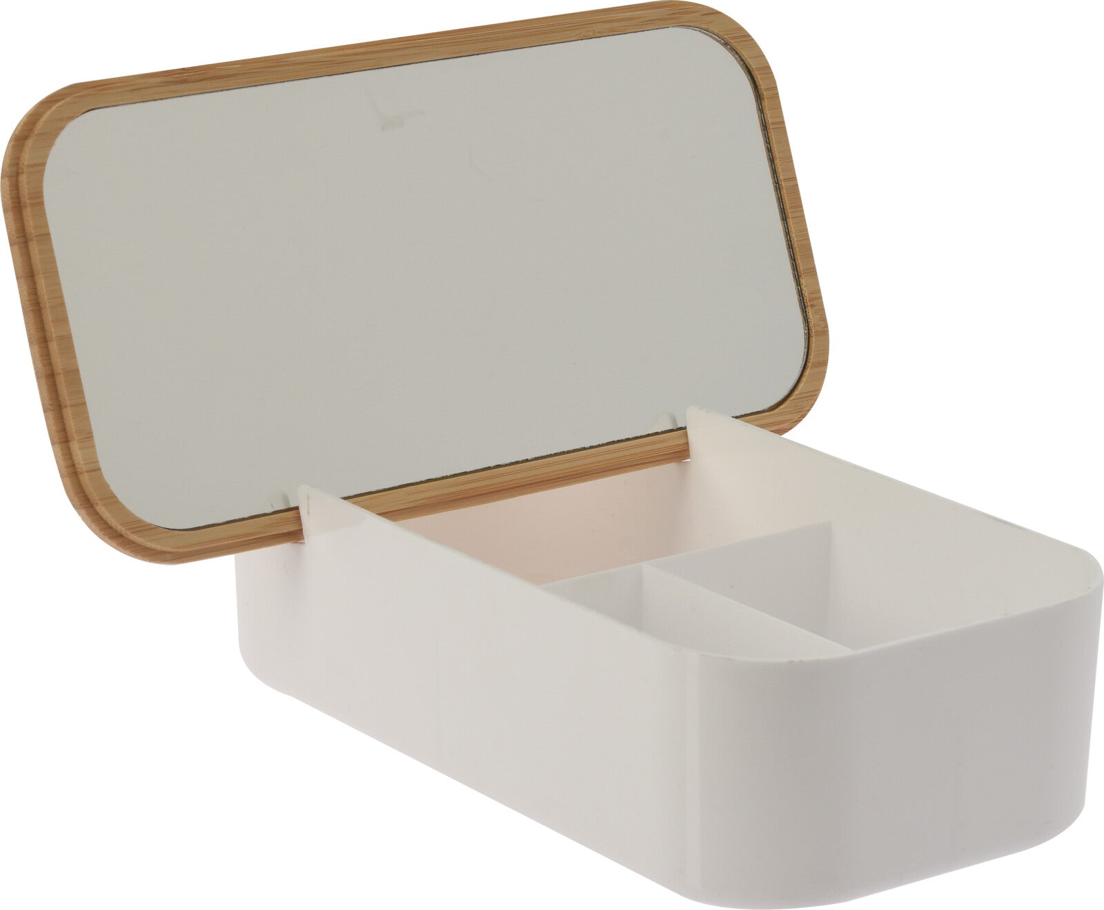 Mirror with Organizer – Bamboo Lid, White