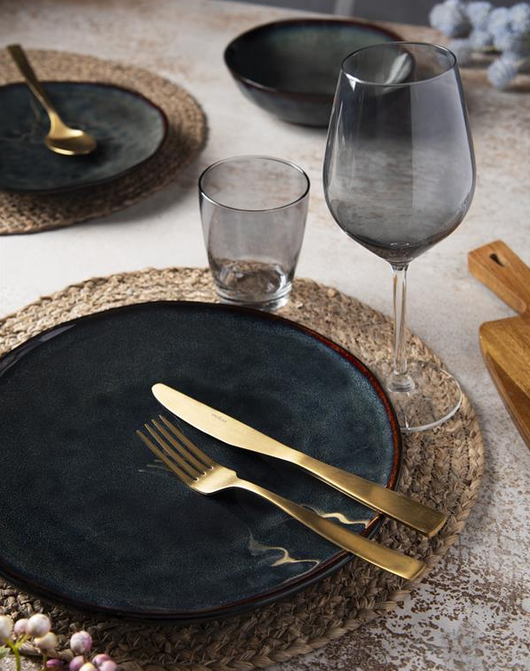 Artisan Blue 12 Pcs Porcelain Dinner Set with Reactive Glaze