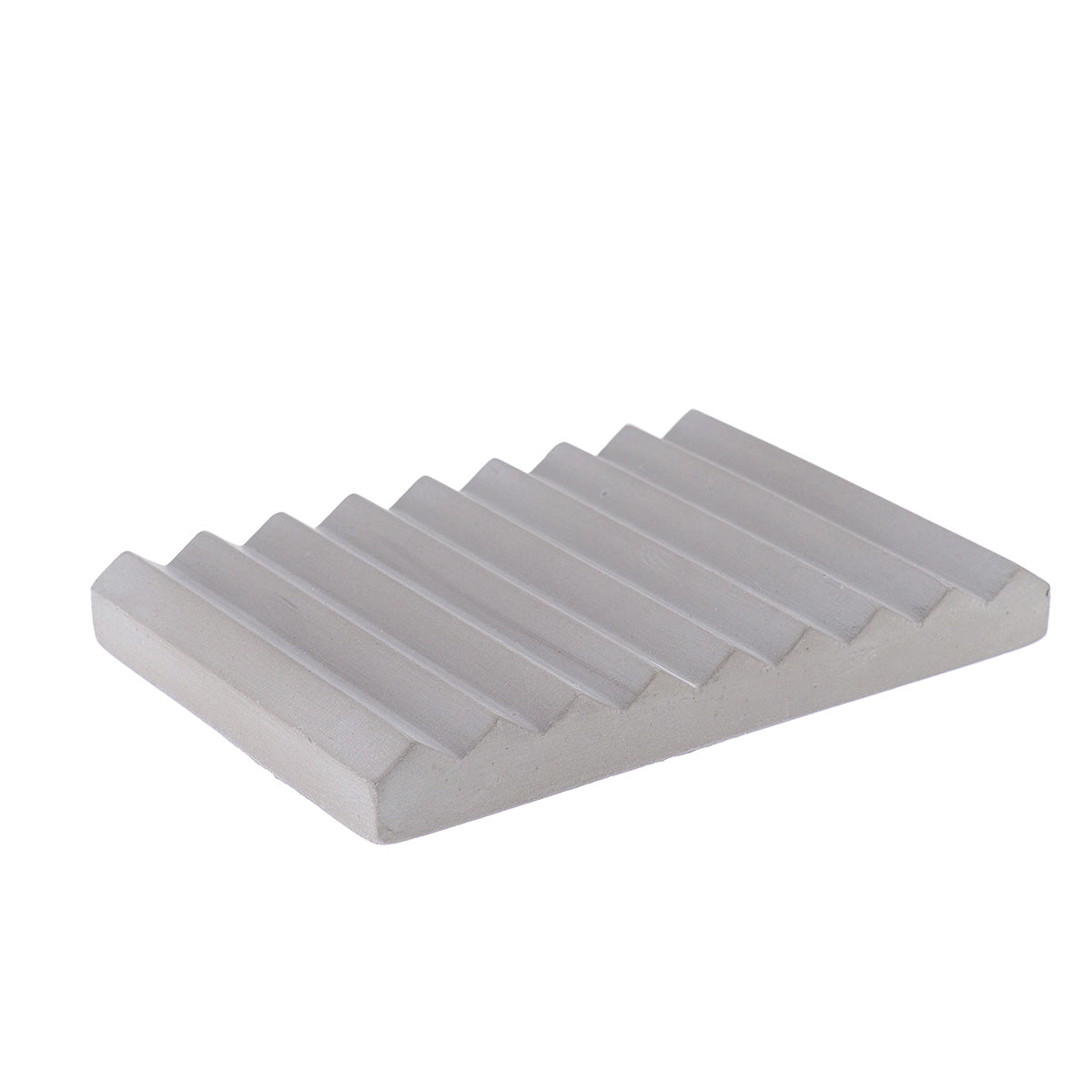 Cement Soap Dish Modern Grey Bathroom Accessory, Rectangular Ribbed Design