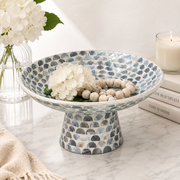 Blue Capiz Bowl with Half Sphere Design – 29 cm