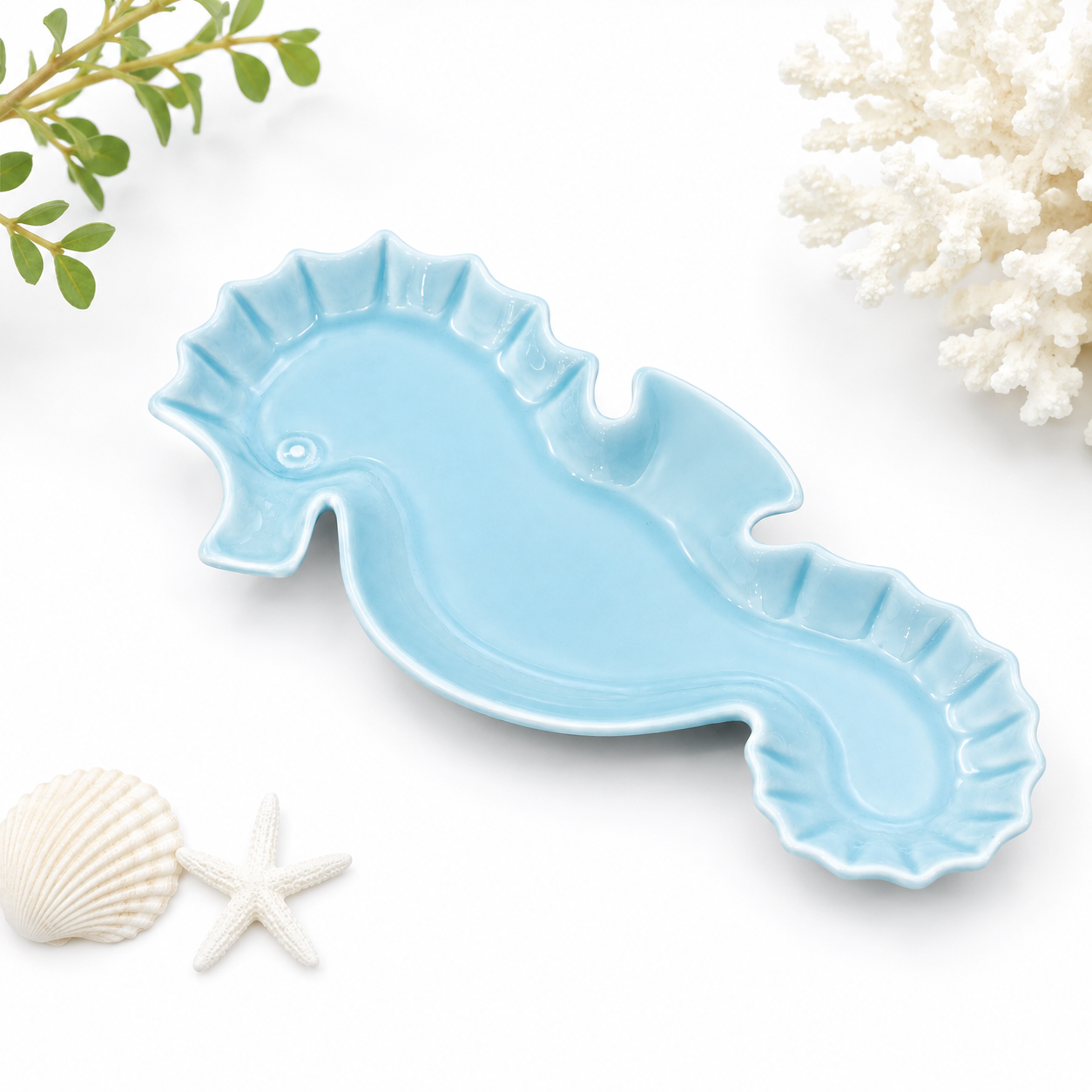 Sea Friends Acqua Seahorse Plate – 26×12 cm