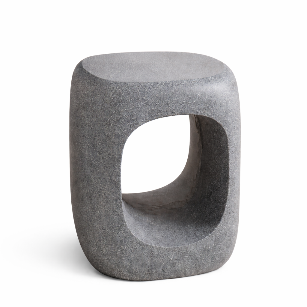 Modern Sculptural Side Table Curved Hollow Form 35 x 35 x 45 cm