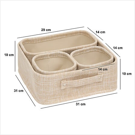 Set of 4 polyester sneakers, beige - Storage Baskets Set for Home
