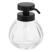 350ml Soap Dispenser Glass Round Ribbed Bottle with Black Pump