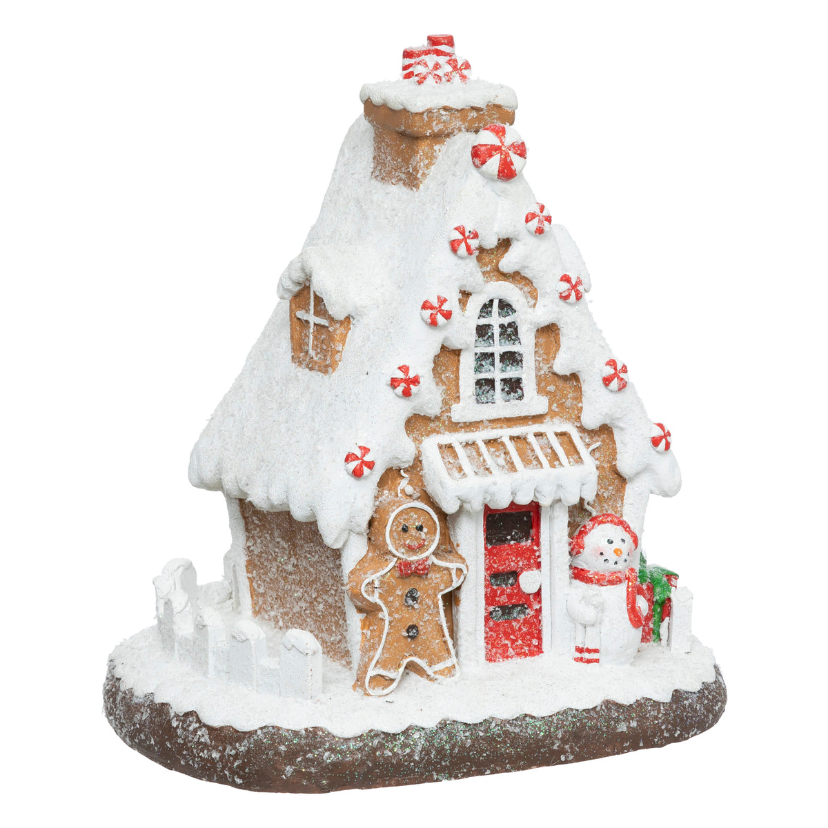 Gingerbread House Polyresin Snowy Christmas Decoration 26x20x28 cm