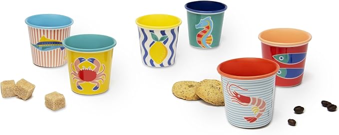 Corfu Set of 6 Porcelain Coffee Cups