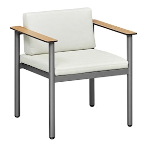 Aluminum Dining Set with Wood Accents, Rectangular Table and 6 Chairs