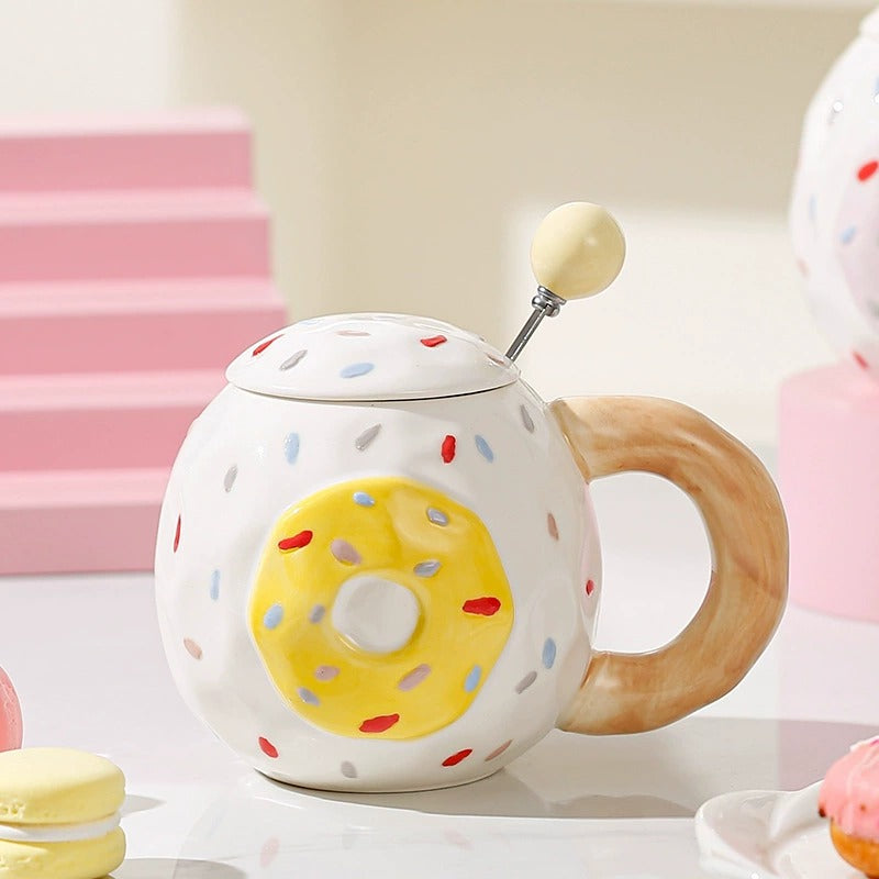 Handmade Donut Mug with Lid
