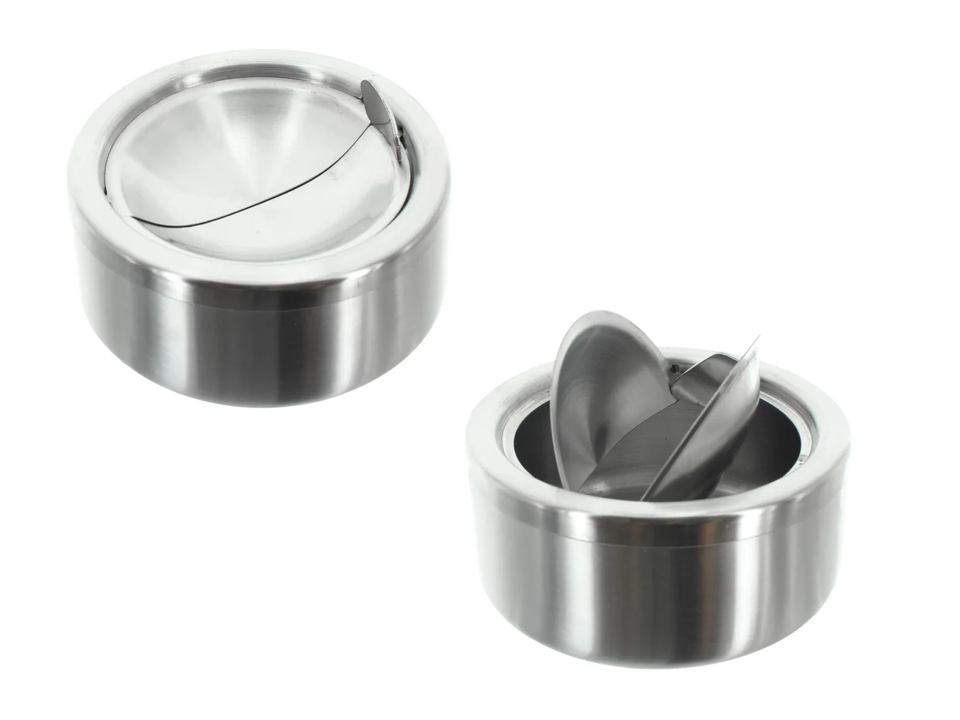 Stainless Steel Ashtray with Flip Cover – 12 cm