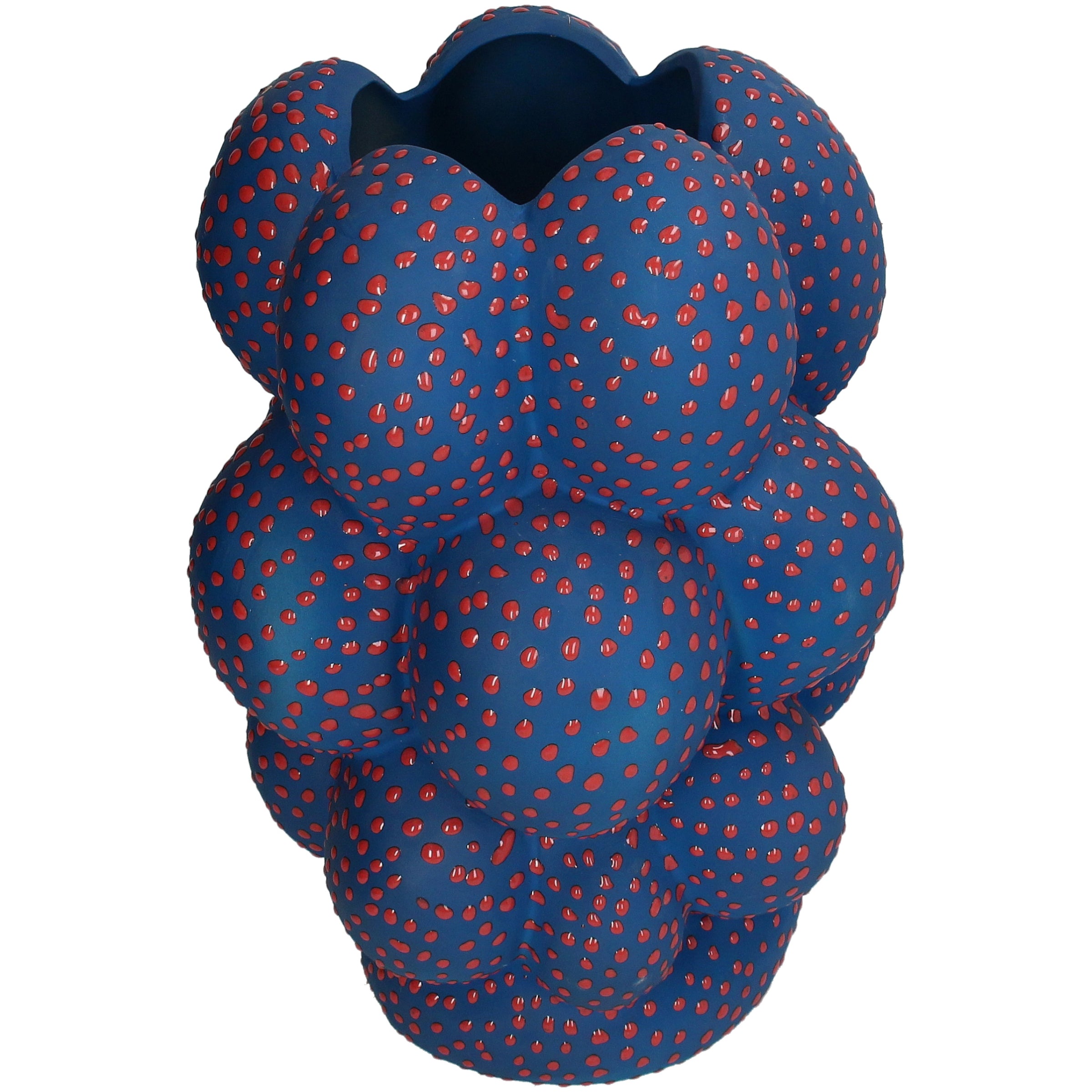Spots Stoneware Vase Decorative Bubble Design 34 cm Blue Red