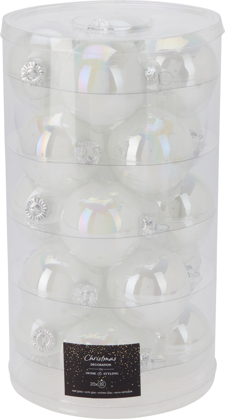 Glass Xmas Ball 20 pcs - 15 cm, 10 Shiny & 10 Matt, Green/Red/White