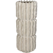 Ridges Stoneware Vase Ivory 15.5 x 15.5 x 40 cm