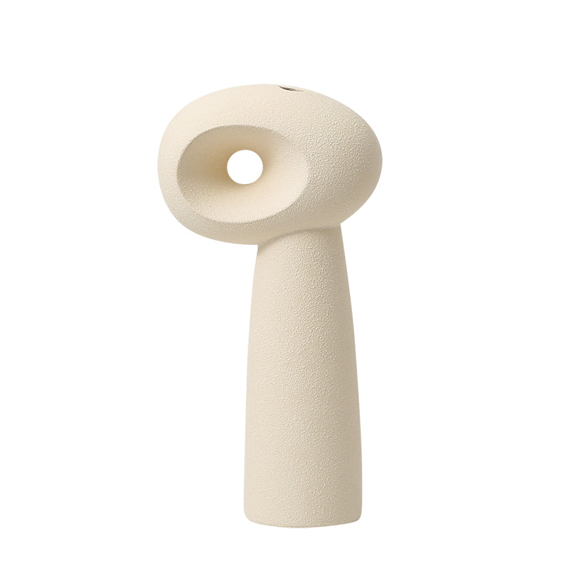 Ceramic Single Eye Bottle Vase - White Modern Decorative Accent