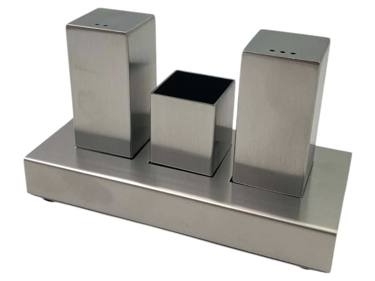 Stainless Steel Salt, Pepper & Toothpick Set with Stand