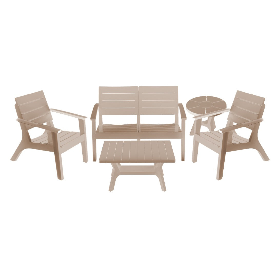 Portofino Set 2 Resin Fiberglass Outdoor Lounge Set, 4-Piece Garden Furniture