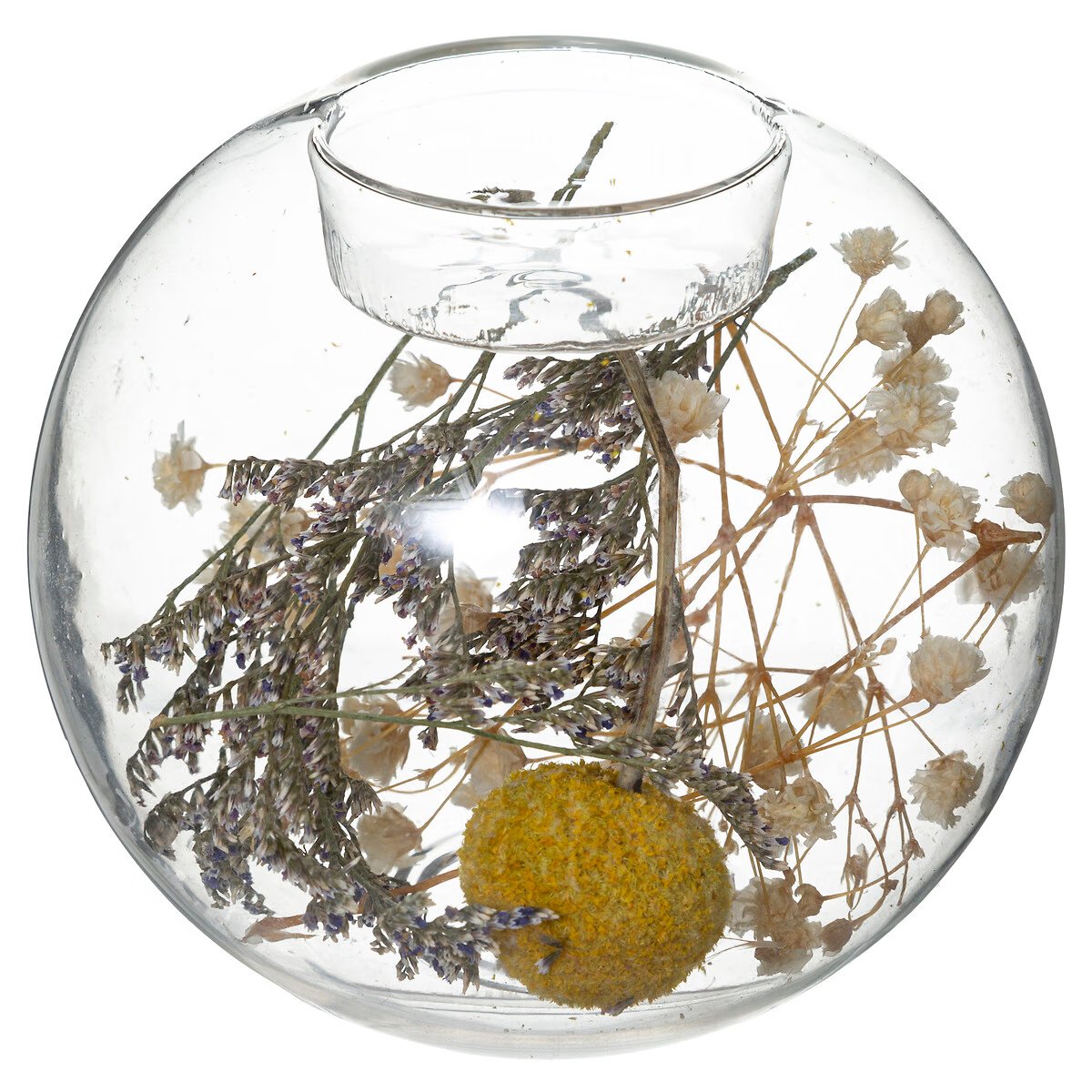 Glass Candle Holder with Dry Flowers
