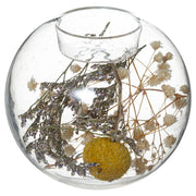 Glass Candle Holder with Dry Flowers