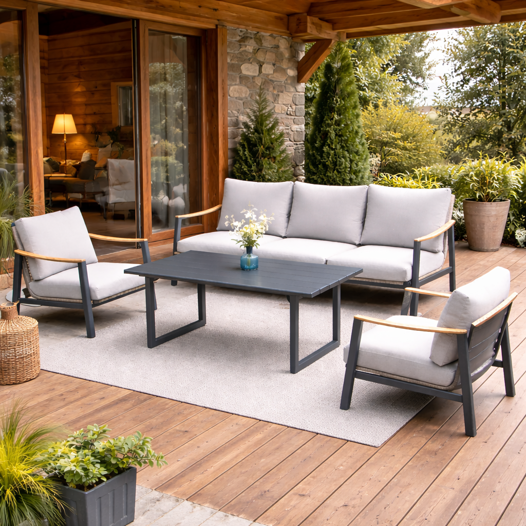 Outdoor Sofa Set 3+1+1 with Dining Table