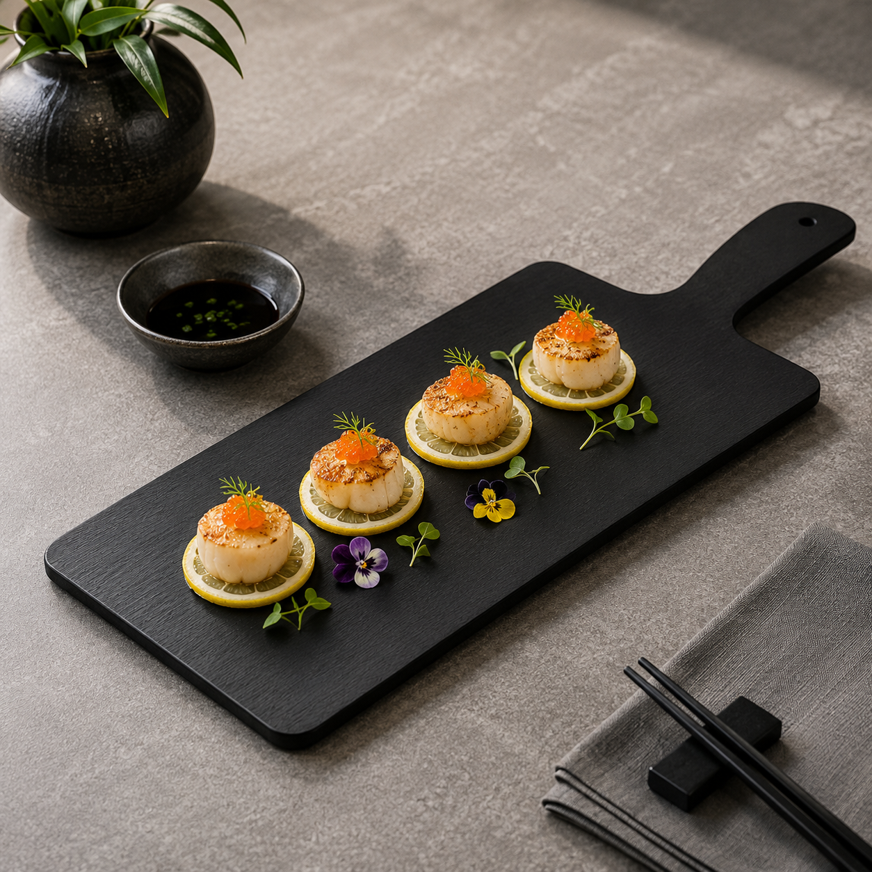 Melamine Presentation Tray with Handle – 17.5 × 32.5 cm