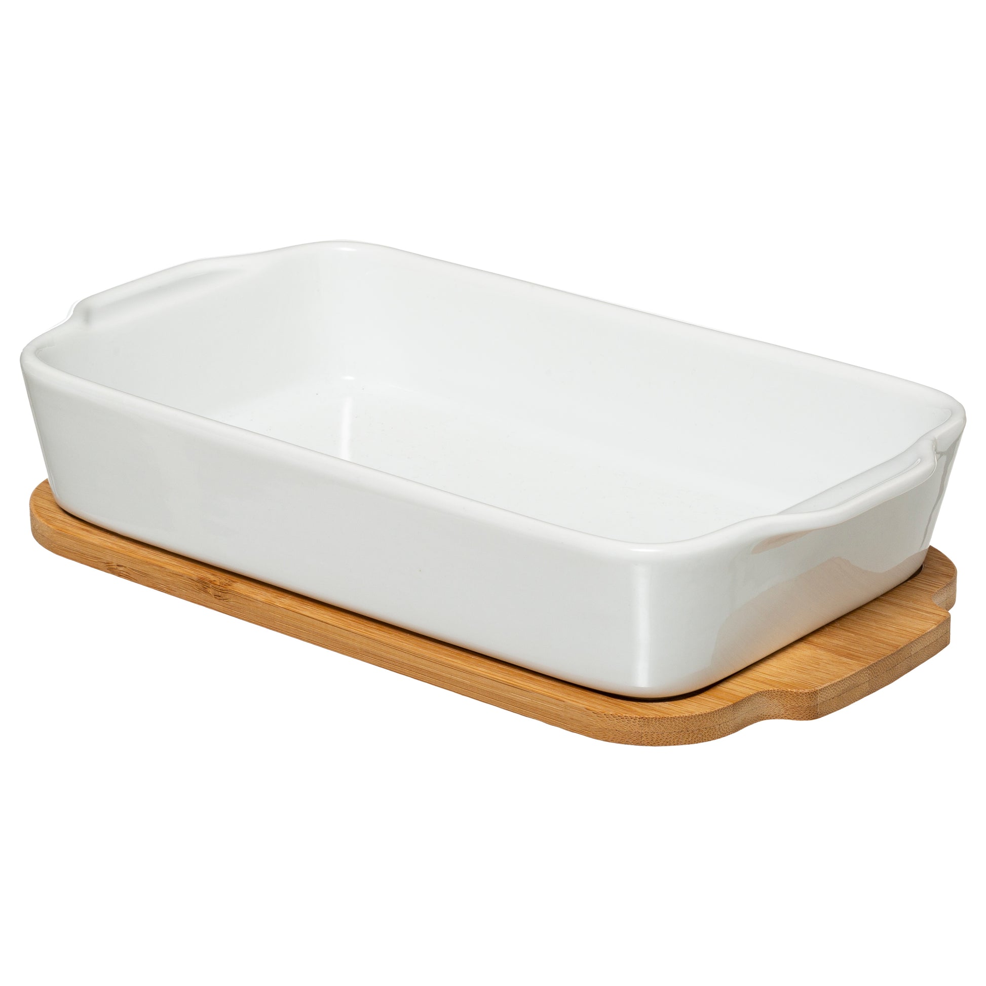 Ceramic Rect Dish Bamboo - Stylish Oven Dish