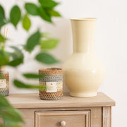 Scented Candle "Zaya" — 470g Amber Woody, 2-Wick Glass, Woven Cover