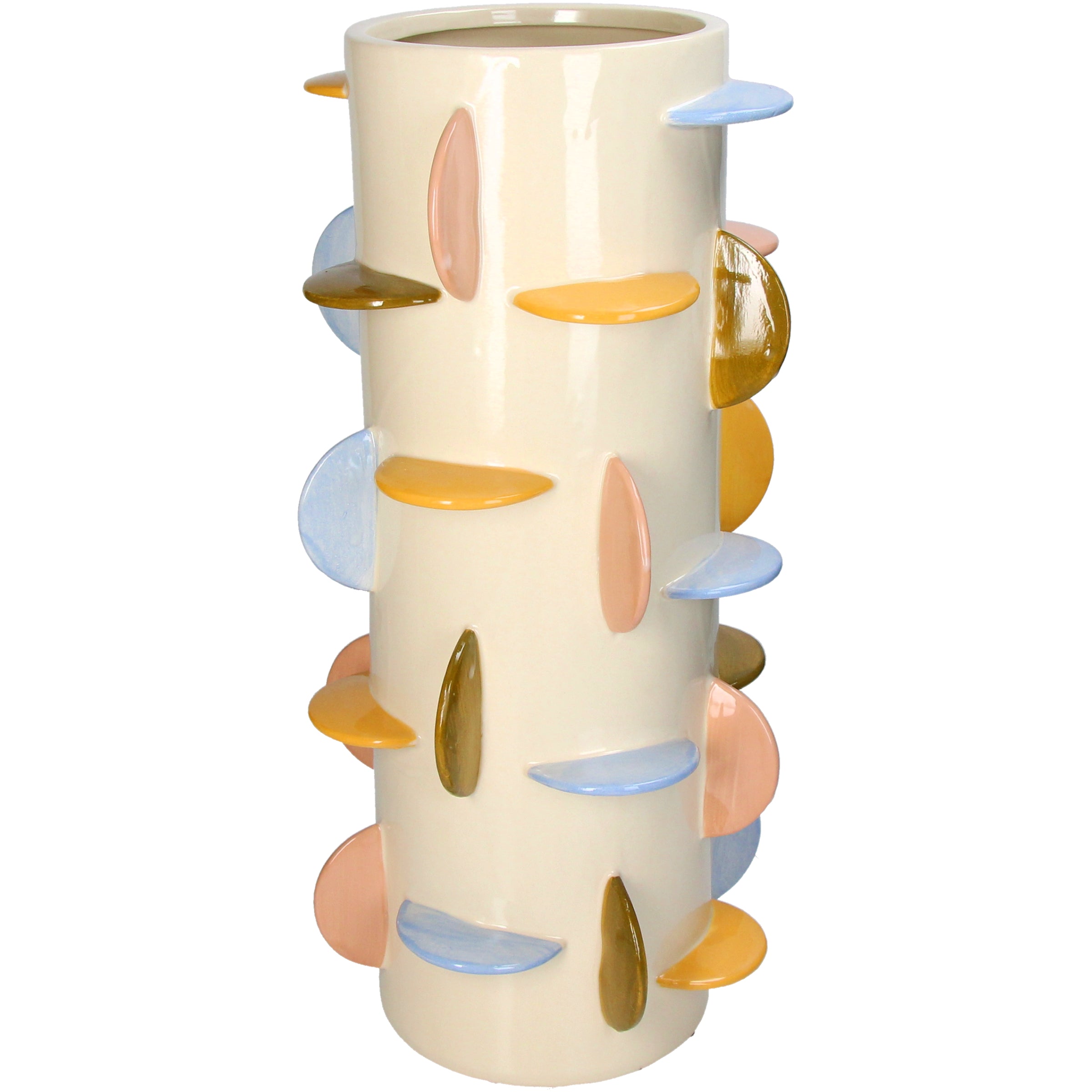 Vase Disks Stoneware Multicolor Decorative Ceramic Vase