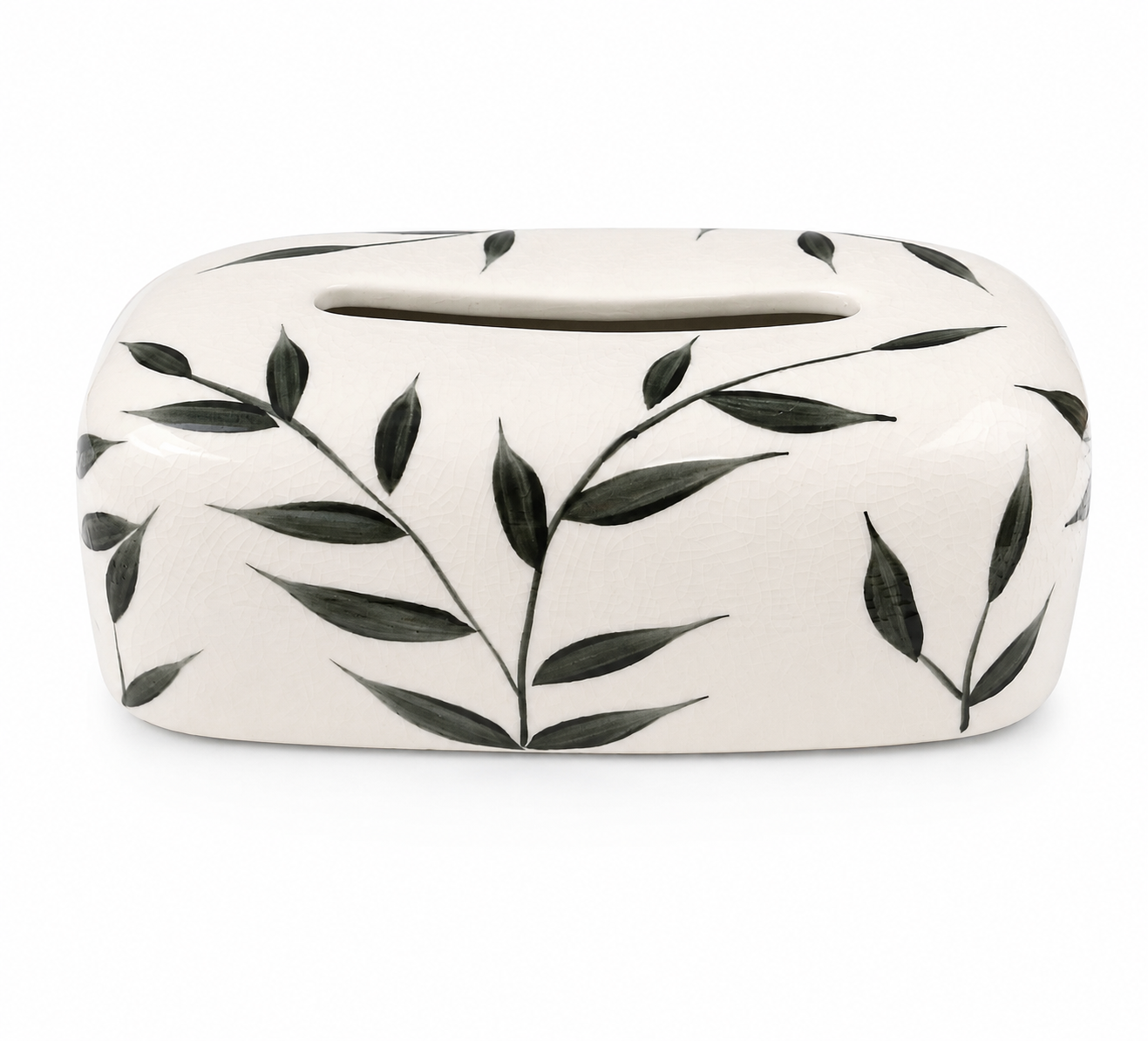 Porcelain Tissue Box with Leaf Design – 22×13×6.5 cm
