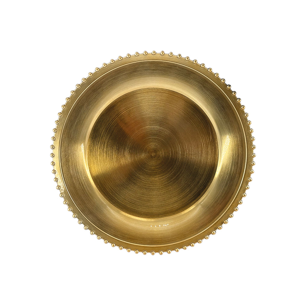 Golden Beaded Placemat Decorative Charger Plate for Elegant Table Settings
