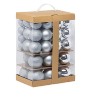 60-Piece Silver Christmas Ball Set