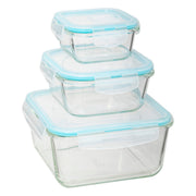 3-Piece Large Square Glass Storage Box Set