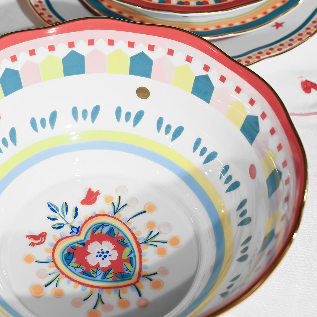 Salad Bowl Heart Porcelain Serving Bowl 26 cm