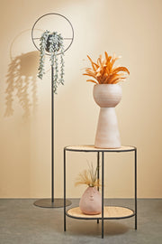 Salto Side Table - Stylish Iron Base with Rattan Top