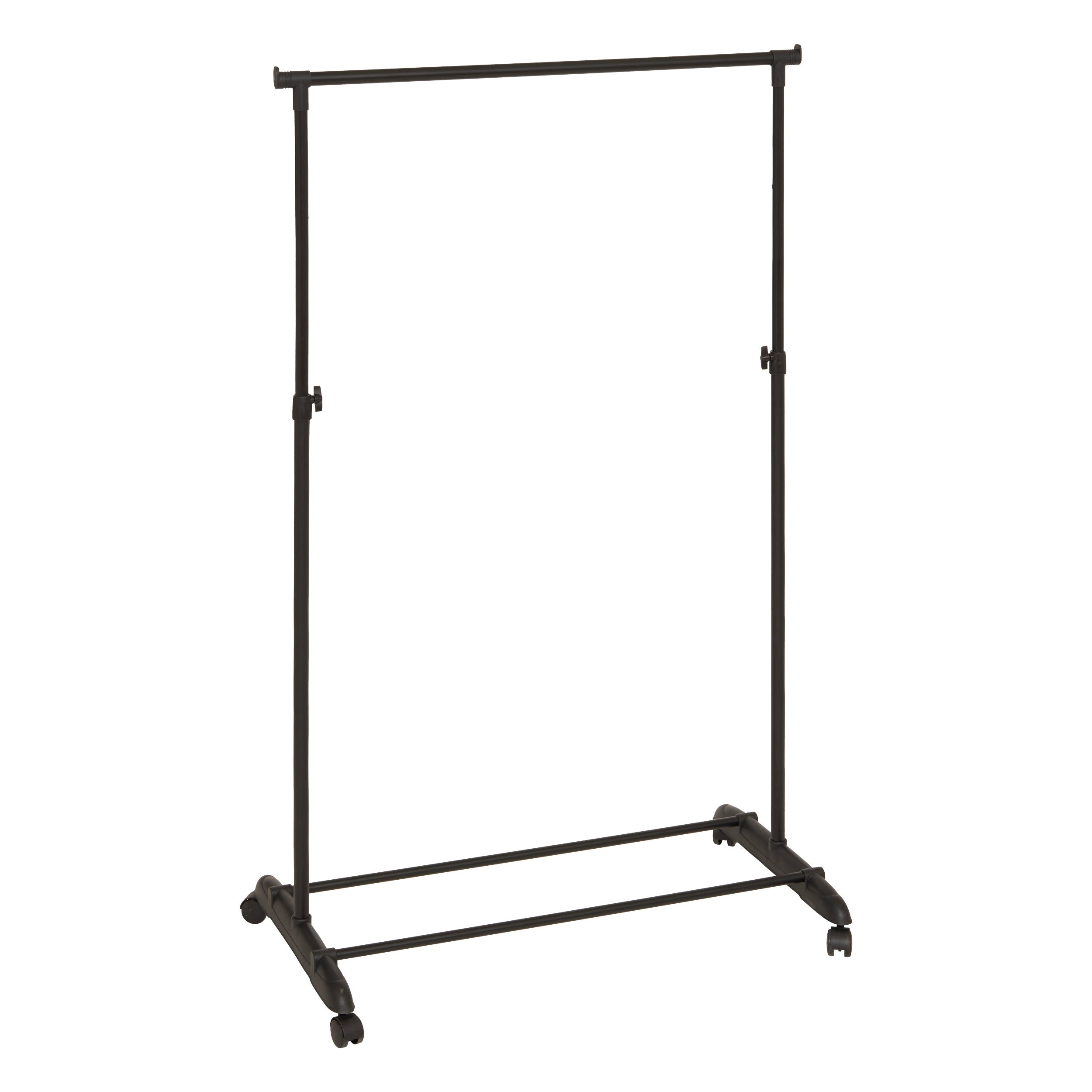 Pan entry-level single clothes rail - Adjustable Steel Rail with Wheels