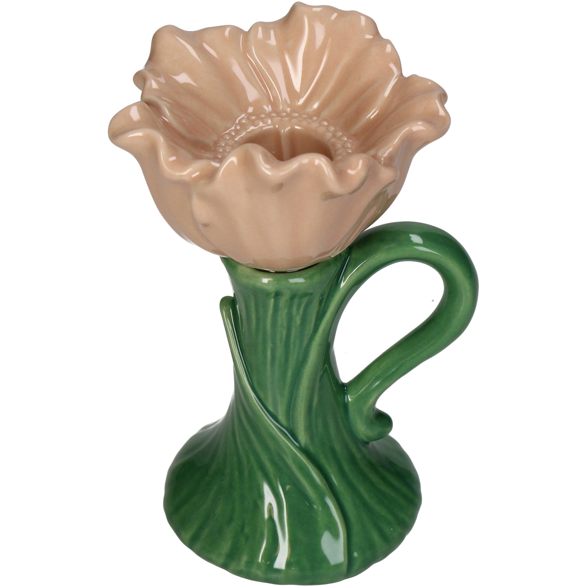 Peach Poppy Ceramic Candle Holder - Elegant Earthenware Design