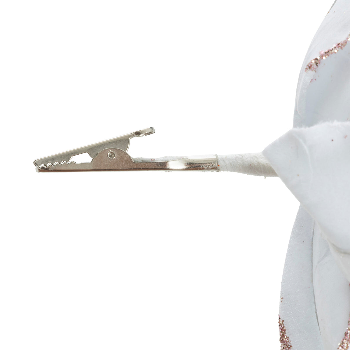 Gold White Magnolia Flower Subject 16cm Clip-On Christmas Decoration