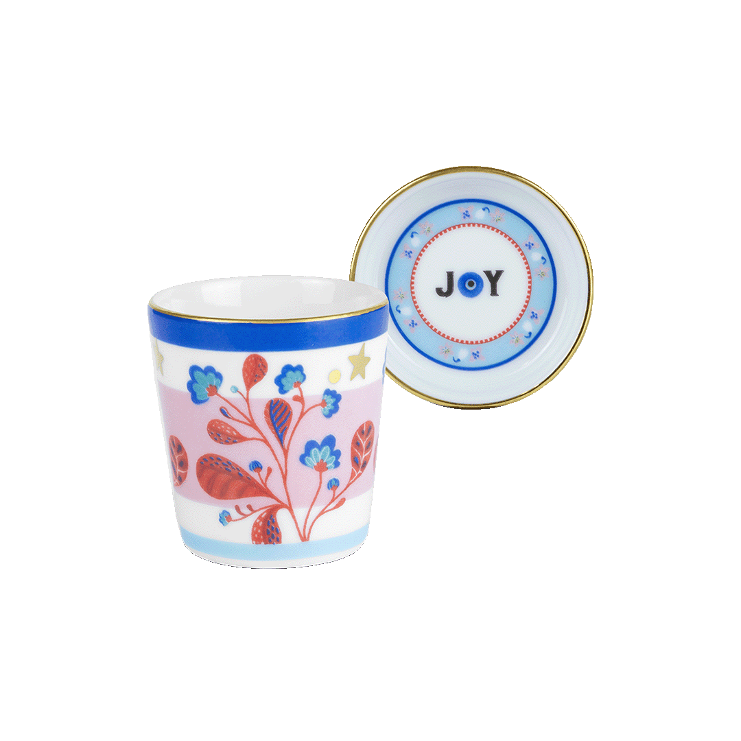 CUP WITH LID/SAUCER LEAVES