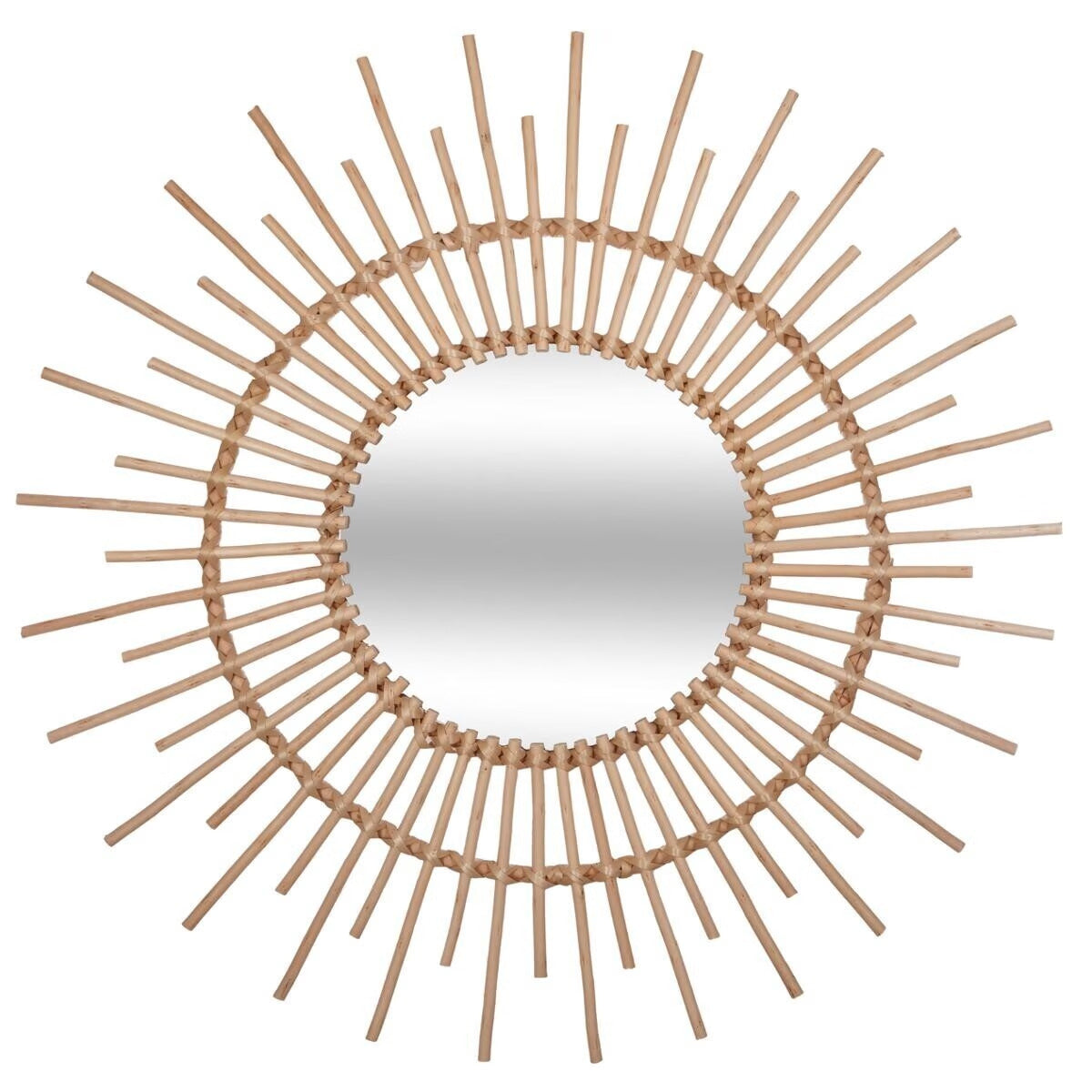 Rattan Mirror, Sun Shape, Willow Structure