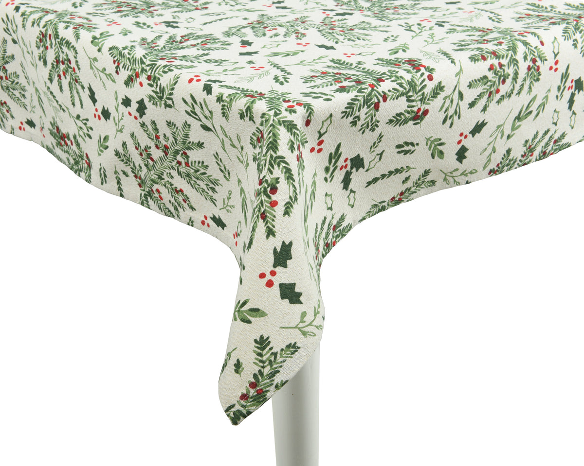 Tablecloth cotton rectangular mistletoe and holly leaf 180x140 cm