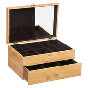 JEWELRY BAMBOO BOX TIDY - Velvet lined, 1 Mirror, 12 Boxes