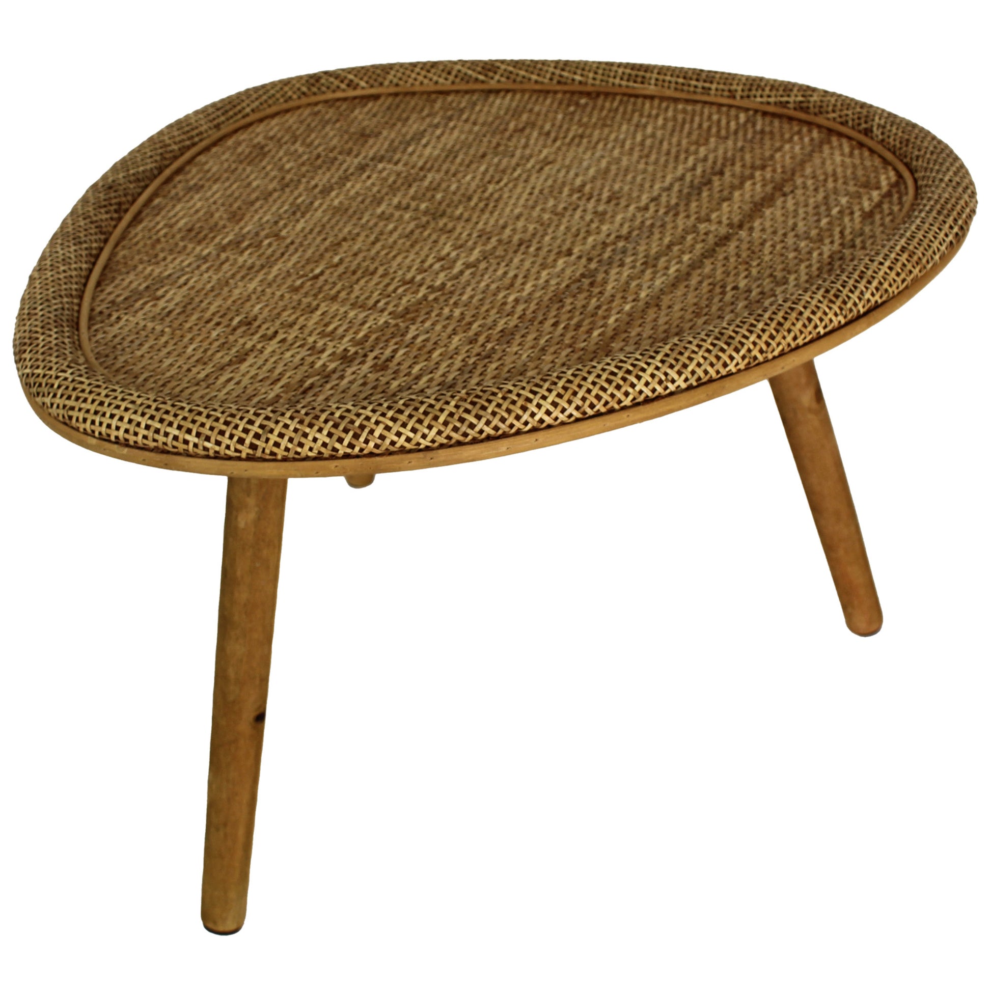 Coffee Table Rattan Natural, Brown Woven Side Table for Living Room