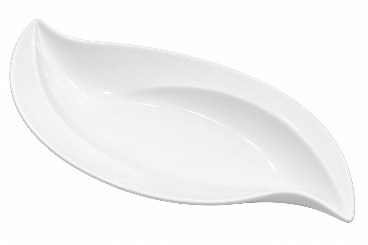 Porcelain Leaf-Shaped Serving Bowl – 54 × 29 cm
