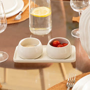 Nora Appetizer Set 3 Pieces - Stoneware Dip Bowls with Tray