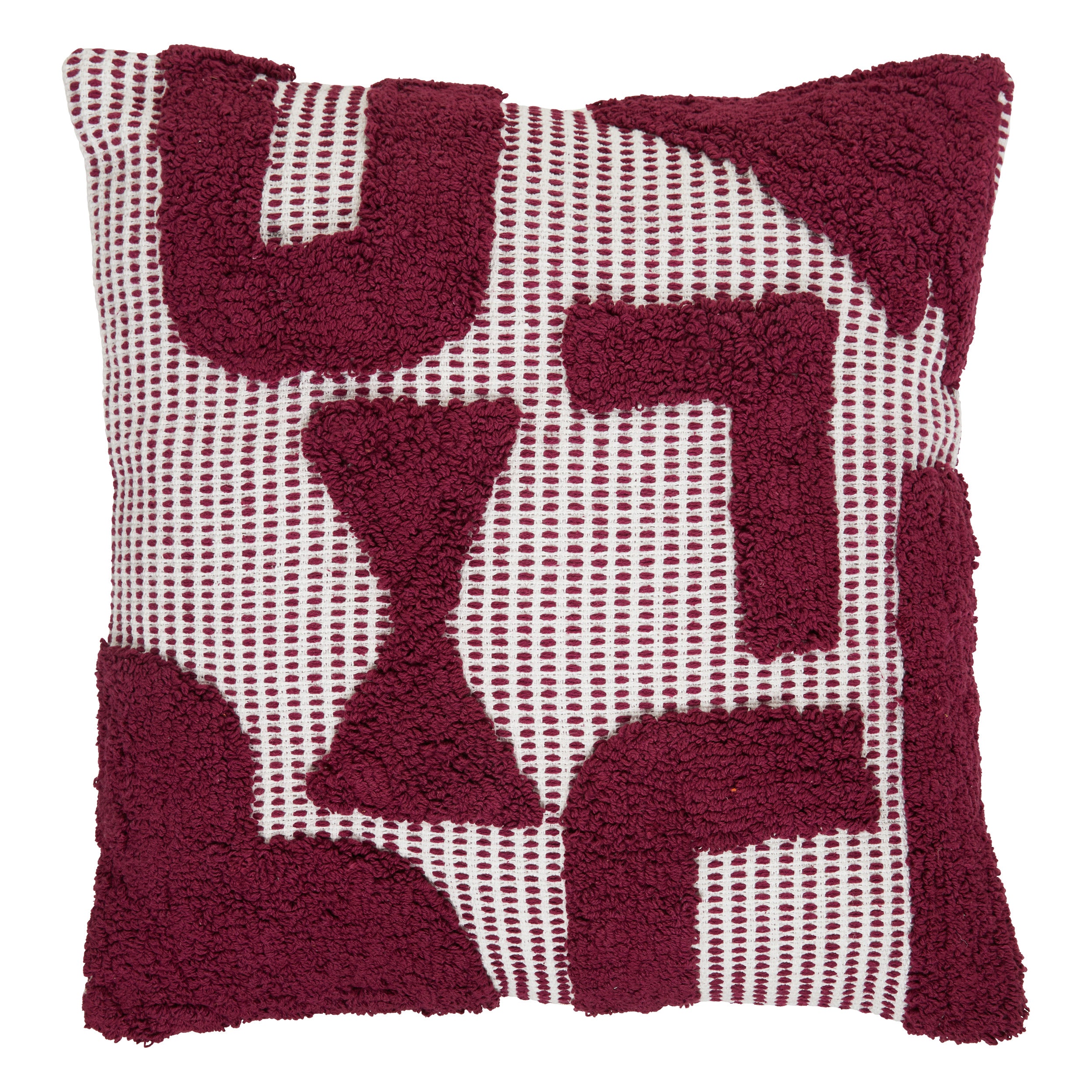 "Poppy" Cushion - Tufted Cotton Removable Cover, 50 x 50 cm