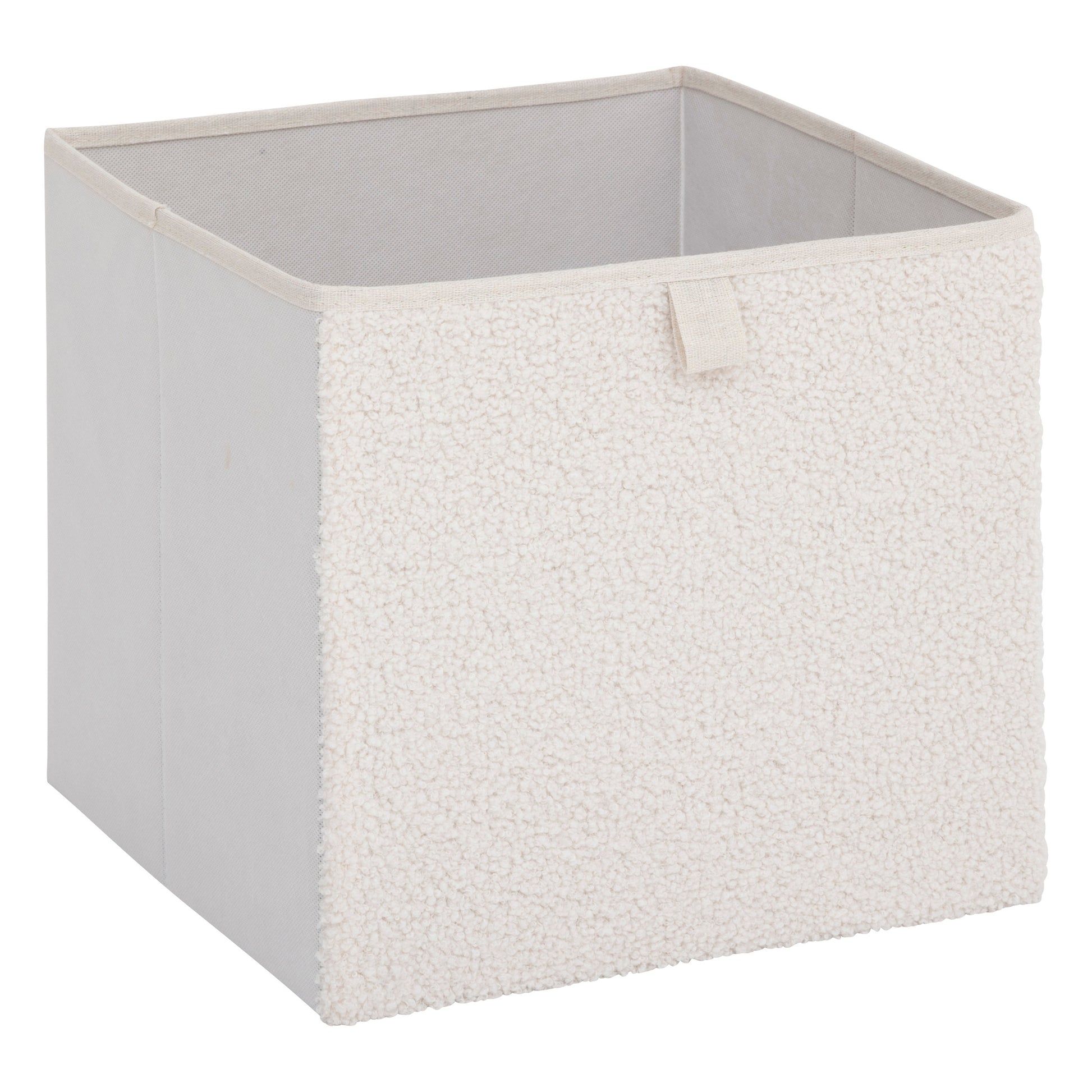Loop White Storage Basket - 31x31x31 cm Cardboard Cube Textured Front