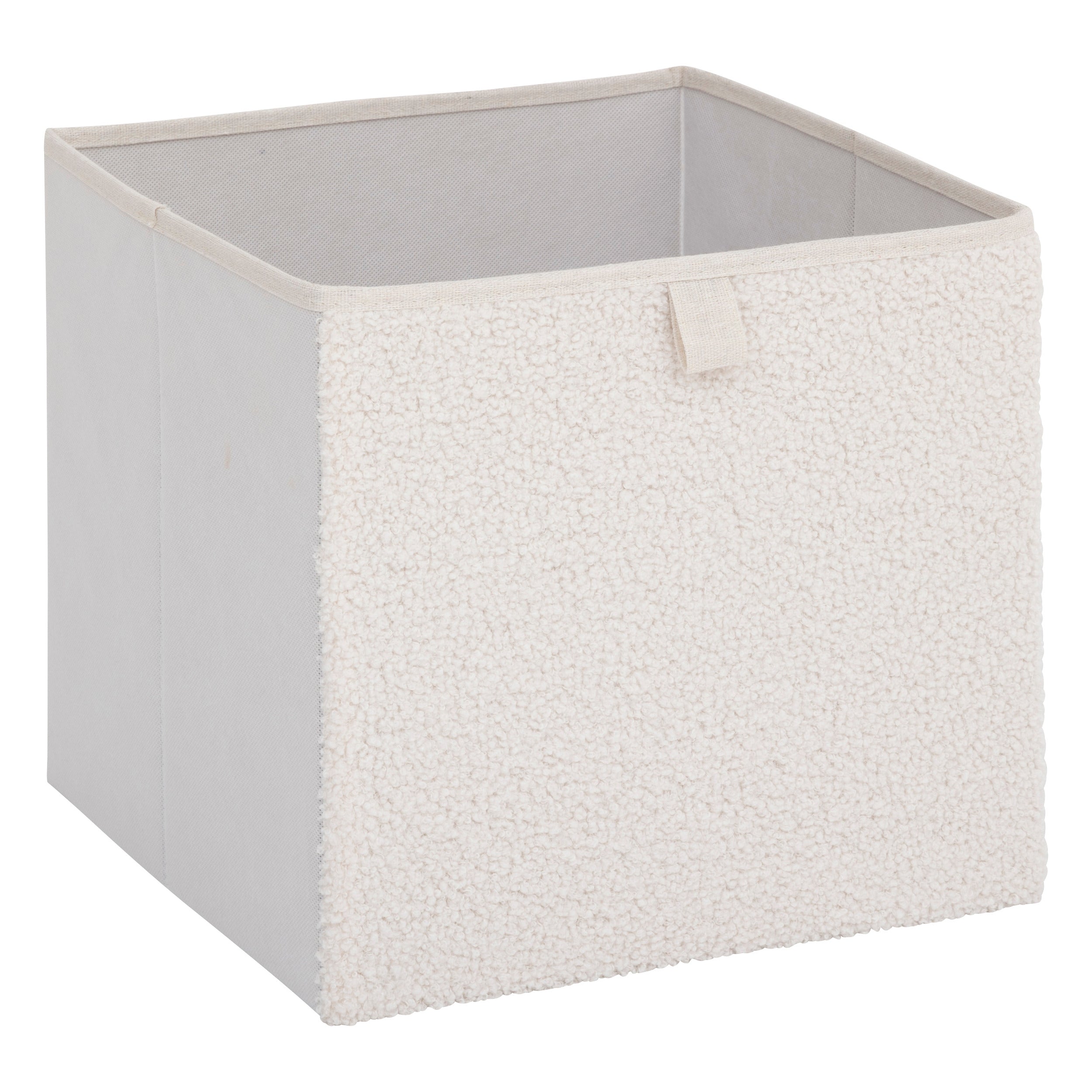 Loop White Storage Basket - 31x31x31 cm Cardboard Cube Textured Front