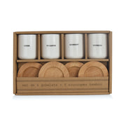 Set of 4 Writing Glasses with Bamboo Saucers, Porcelain Coffee Cups 100ml