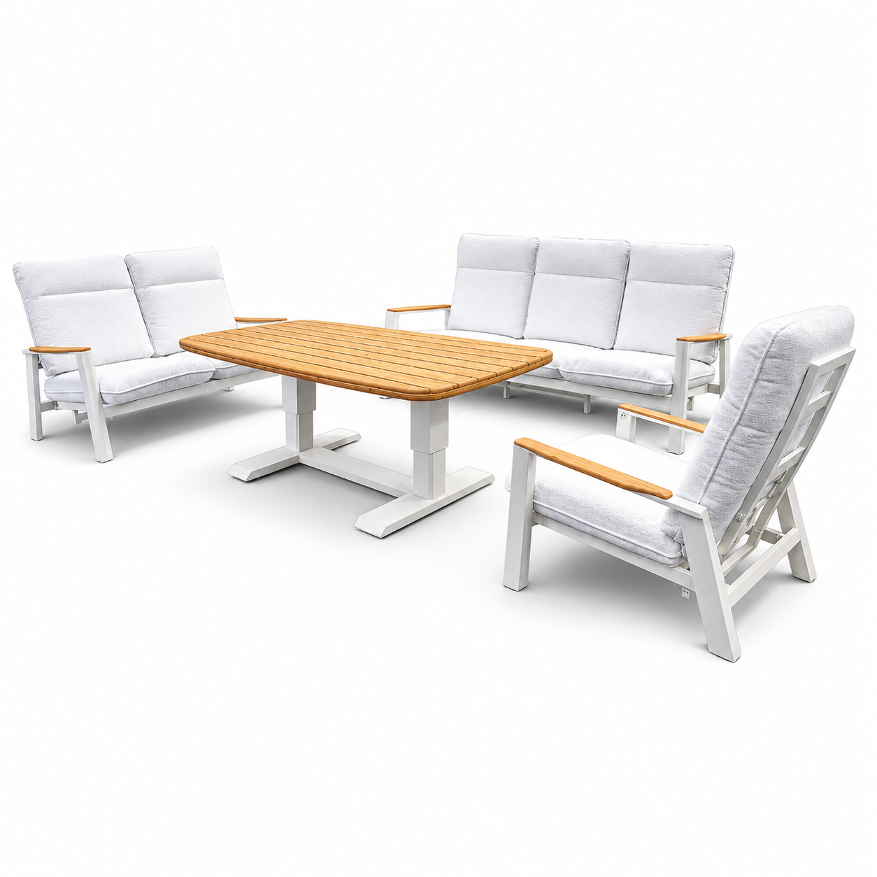 PREMIUM OUTDOOR SET 3+2+1 WITH HYDRAULIC ADJUSTABLE TABLE