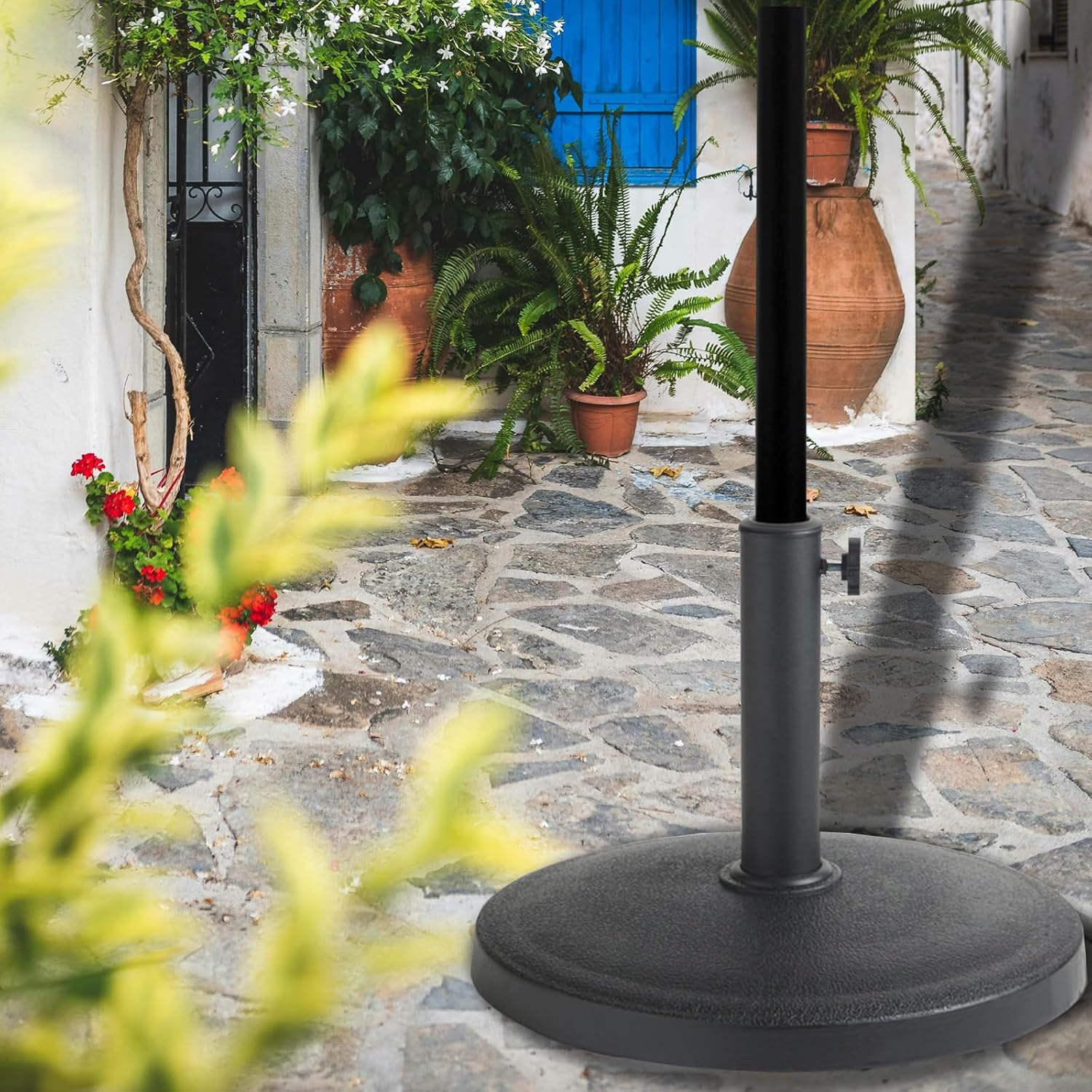 Cast Iron Effect Parasol Base 12kg Heavy-Duty Garden Umbrella Stand